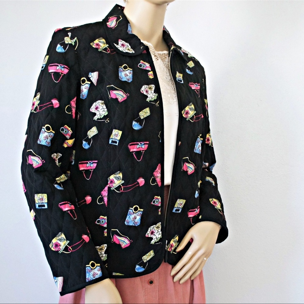 Black Quilted Jacket Vintage Fun Handbag Purse Pattern 1990's -Crop Size 1X